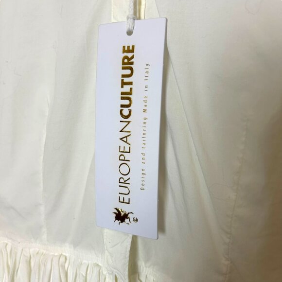 NWT European Culture White Blouse Peplum Ruffle Long Sleeve Button Up Sz S - Picture 5 of 6